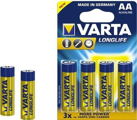 VARTA Batterie Varta stilo (AA) alcaline longlife 4 pezzi